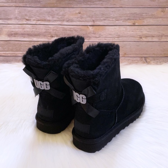 UGG Mini Bailey UGG Metal Graphic Black Boots - Picture 3 of 8